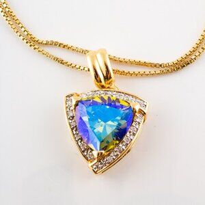 14Kt Gold Over Solid Silver Certified Gemstoneand CZ Diamonds High Quailty Desin